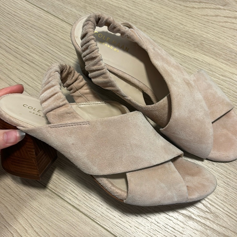 Cole Haan Womens Suede Ankle Strap Heels Slingback Sandals Shoes sz 7